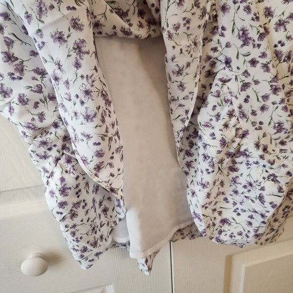 Allegra K Womens Floral Dress Short Sleeve Ruffle Hem Purple Flowers XS NWT - Picture 13 of 16